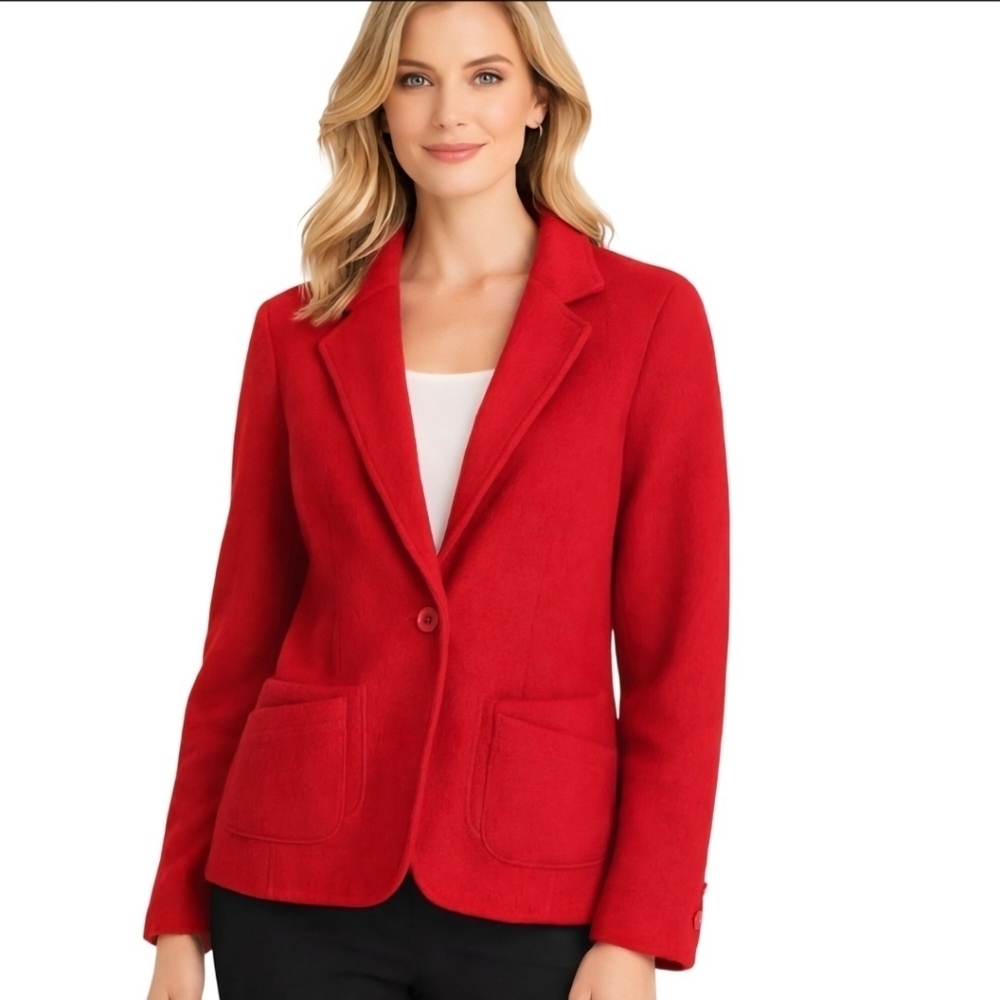 Susan Bristol Vintage Red Boiled Wool Blazer Size S